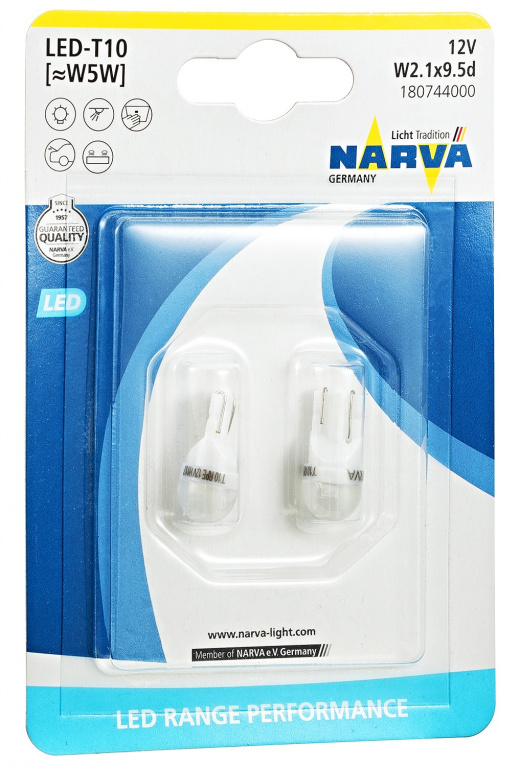 Set 2 Buc Led Narva T10 12V 5W W2.1x9.5d 6000K Blister 18074