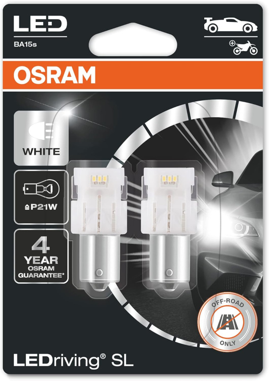 Set 2 Buc Led Osram BA15S 12V 1,9W P21W 6000K 154Lm Alb LEDriving SL 7506DWP-02B