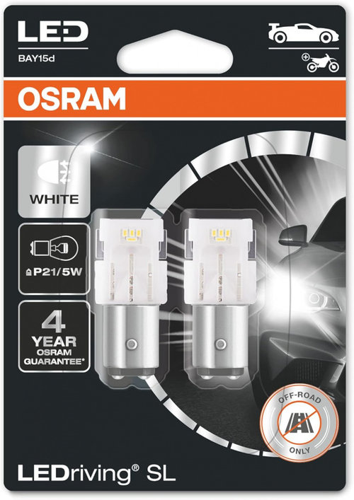 Set 2 Buc Led Osram BAY15D 12V 2W P21/5W LEDriving SL Alb 6000K 7528DWP-02B
