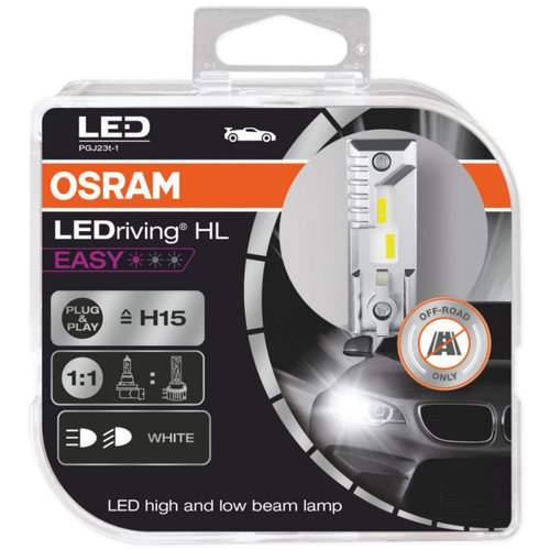 Set 2 Buc Led Osram H15 12V 3,8W/16,5W PGJ23T-1 LEDriving HL Easy Alb 6000K 64176DWESY-HCB