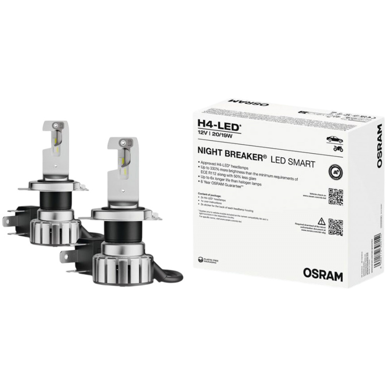 Set 2 Buc Led Osram H4 12V 20/19W P43T Night Breaker Led Smart Canbus Alb 6000K +330% Omologate RAR 64193DWNBSM