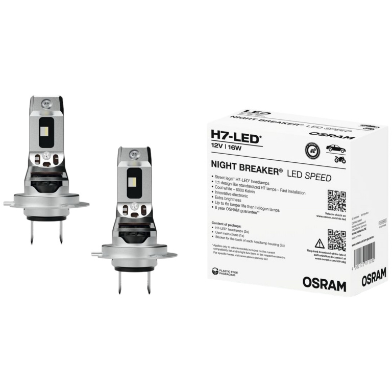 Set 2 Buc Led Osram H7 12V 16W PX26D Night Breaker Led Speed Canbus Alb 6000K Omologare RAR 64210DWNBSP