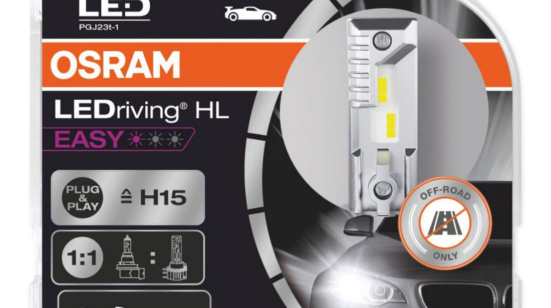 Set 2 Buc Led Osram LED H15 12V 3.8 W/16.5 W PGJ23T-1 6000K LEDriving HL 64176DWESY-HCB