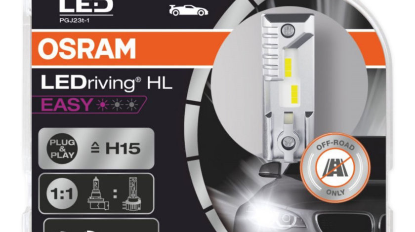 Set 2 Buc Led Osram LED H15 12V 3.8 W/16.5 W PGJ23T-1 6000K LEDriving HL 64176DWESY-HCB