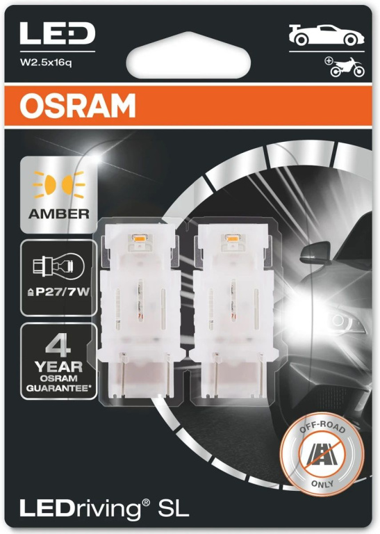 Set 2 Buc Led Osram P27/7W 12V W2,5X16Q Amber LEDriving SL 3157DYP-02B
