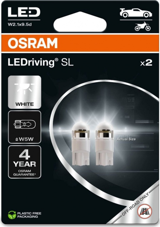 Set 2 Buc Led Osram T10 12V W5W Alb 6000K Blister 2825DWP-2BL