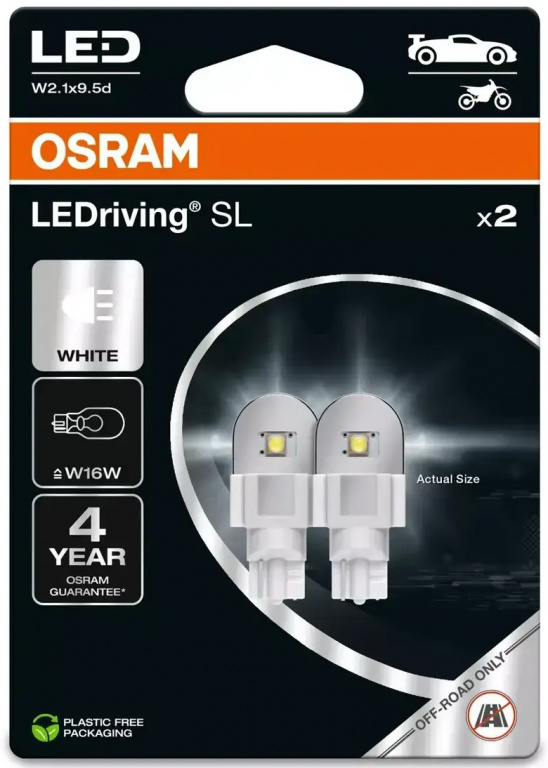 Set 2 Buc Led Osram T15 12V 2,1W W16W W2,1X9,5D LEDriving SL Alb 6000K 921DWP-2BL