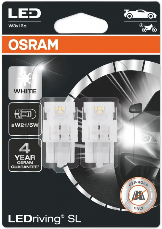 Set 2 Buc Led Osram T20 12V 1,9W W21/5W W3X16Q LEDriving SL Alb 6000K 7515DWP-02B