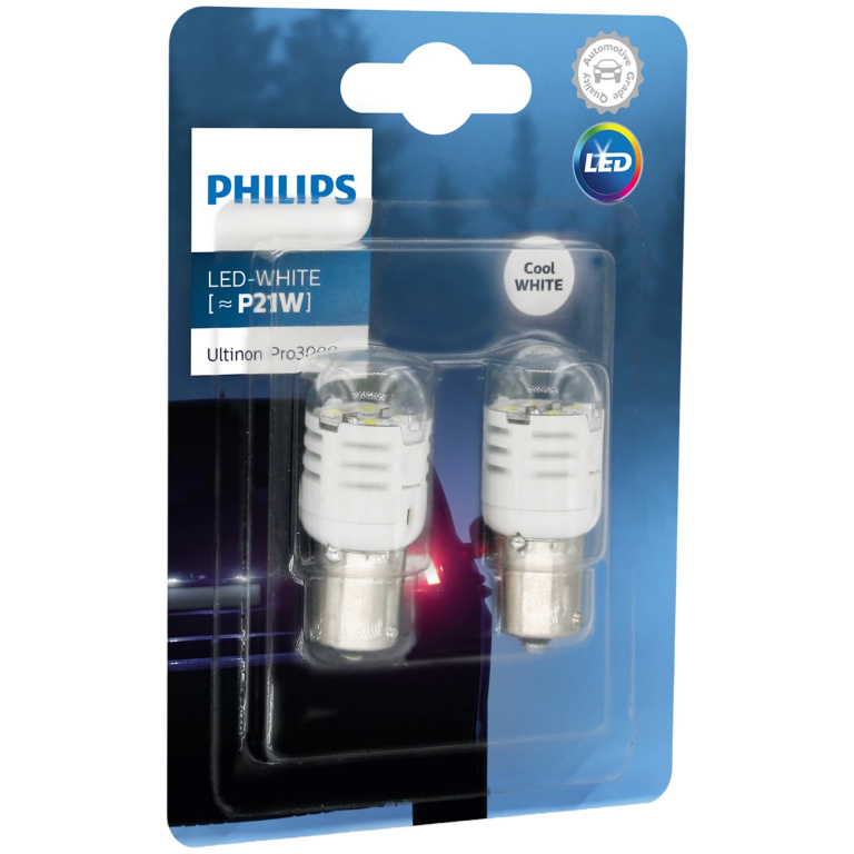 Set 2 Buc Led Philips BA15S 12V 1,75W P21W Ultinon Pro3000 Alb 6000K 11498U30CWB2