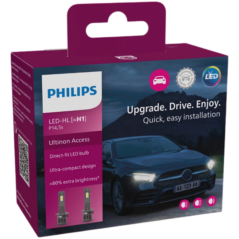Set 2 Buc Led Philips H1 12V 13W Ultinon Access 2500 Alb 6000K 11258U2500CX