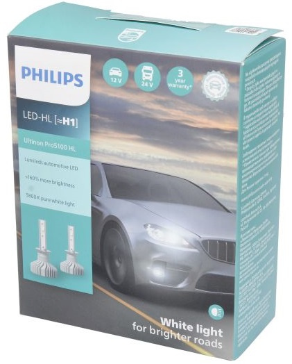 Set 2 Buc Led Philips H1 12V / 24V 15W Ultinon Pro5100 HL Alb 5800K 11258U5100X2