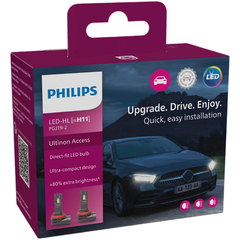 Set 2 Buc Led Philips H11 12V 20W Ultinon Access 2500 Alb 6000K 11362U2500CX
