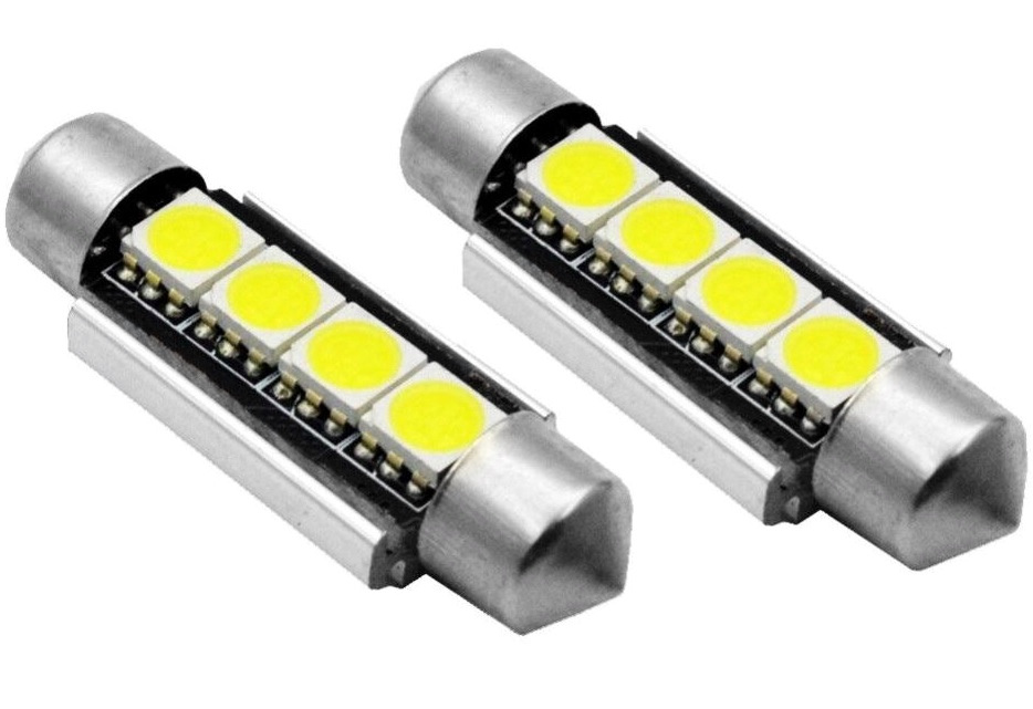 Set 2 Buc Led Sofit 12V 4 SMD 5050 Canbus Radiator Alb 6000K 41mm 277523