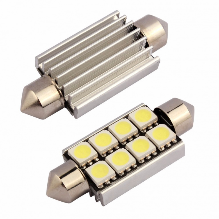 Set 2 Buc Led Sofit 12V 8 SMD 5050 Canbus Alb 6000K 42mm 845306