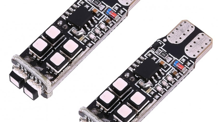 Set 2 Buc Led T10 10 SMD RGB Cu Telecomanda LED 567