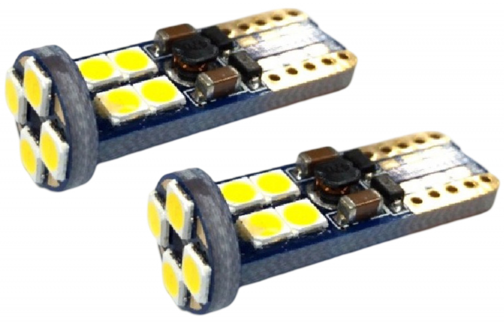 Set 2 Buc Led T10 12 SMD Non Polar Canbus Alb JSUN05