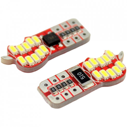 Set 2 Buc Led T10 12V 20 SMD 3014 Apple Form Canbus Alb 6000K LED 534