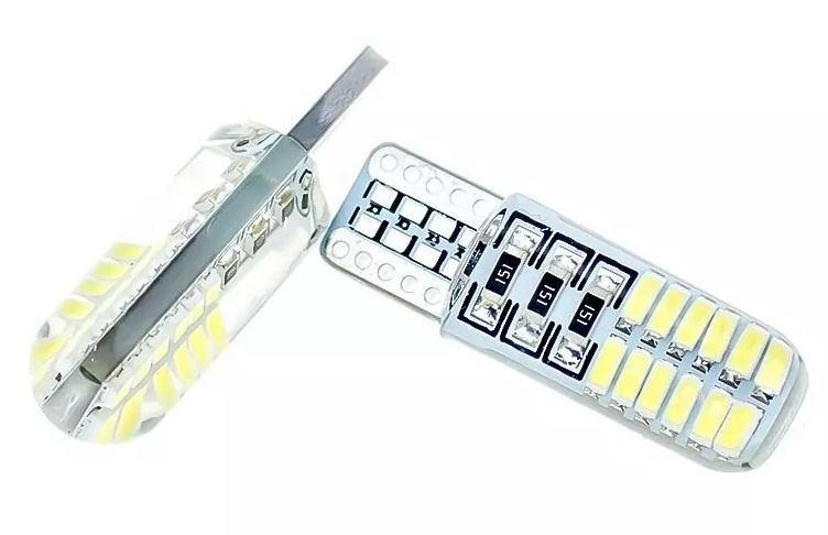Set 2 Buc Led T10 12V 24 SMD Silicon Albastru Deschis LED 037-IB