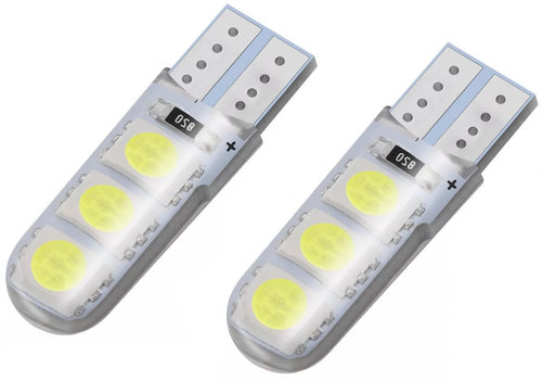 Set 2 Buc Led T10 12V 6 SMD 5050 Alb Canbus Silica Gel 70330CAN-12V TCT-5023
