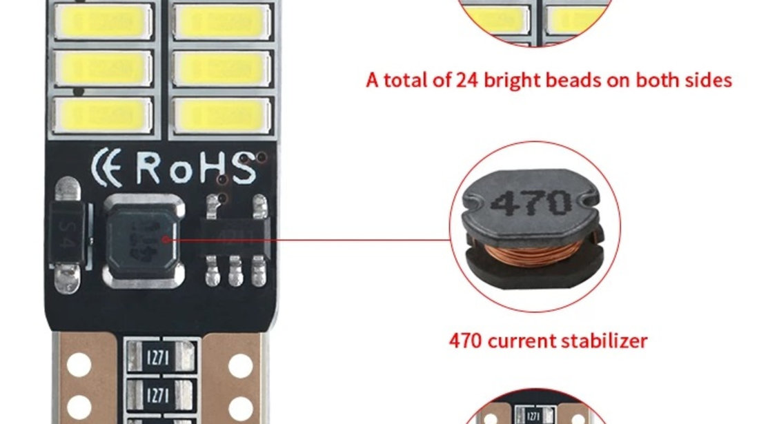 Set 2 Buc Led T10 24 SMD Canbus LED 067-A