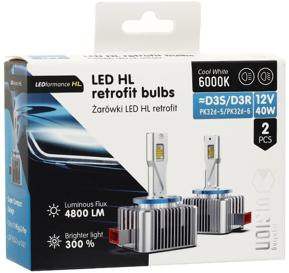 Set 2 Buc Led Vision D3S / D3R 12V 40W 4800Lm Canbus Alb 6000K 83322