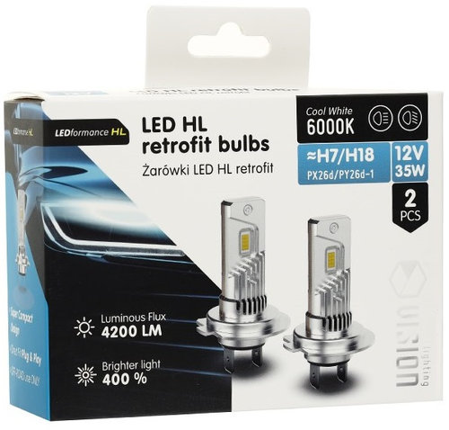 Set 2 Buc Led Vision H7 / H18 12V 35W 4200Lm Canbus Alb 6000K 83300