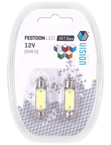 Set 2 Buc Led Vision Sofit 12V 1 High Power Festoon SV8.5, Alb 6000K 39mm 58917