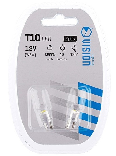 Set 2 Buc Led Vision T10 12V 1 SMD F10 Din Sticla, Alb, 58271