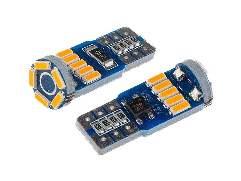 Set 2 Buc Led Vision T10 12V 15 SMD 4014 Nepolar, Canbus, Portocaliu 58286