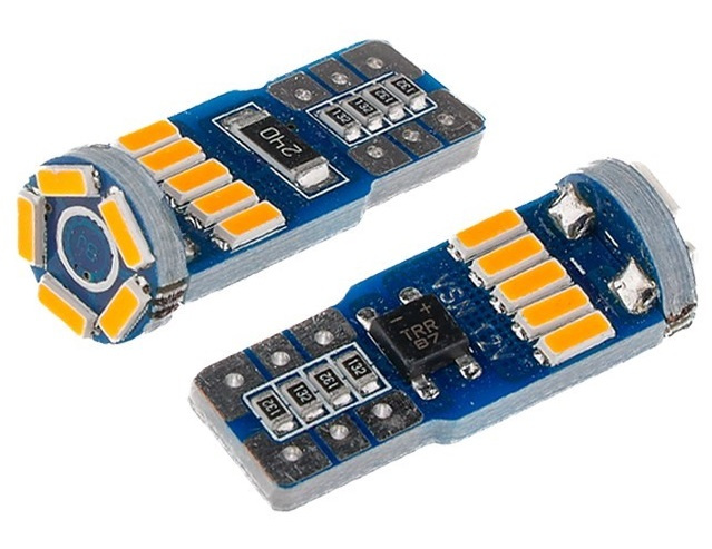 Set 2 Buc Led Vision T10 12V 15 SMD 4014 Nepolar, Canbus, Portocaliu 58286