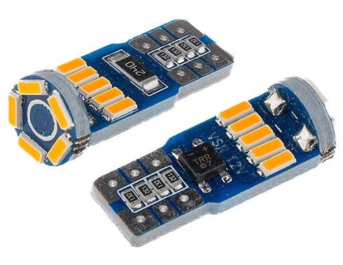 Set 2 Buc Led Vision T10 12V 15 SMD 4014 Nepolar, Canbus, Portocaliu 58286