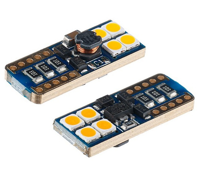Set 2 Buc Led Vision T10 12V / 24V 8 SMD 3030 Non-Polar, Canbus, Portocaliu 58270