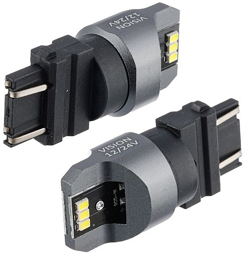 Set 2 Buc Led Vision T25 12V / 24V 6 SMD 3020 P27/7W Nepolar Canbus Alb 6500K 58340