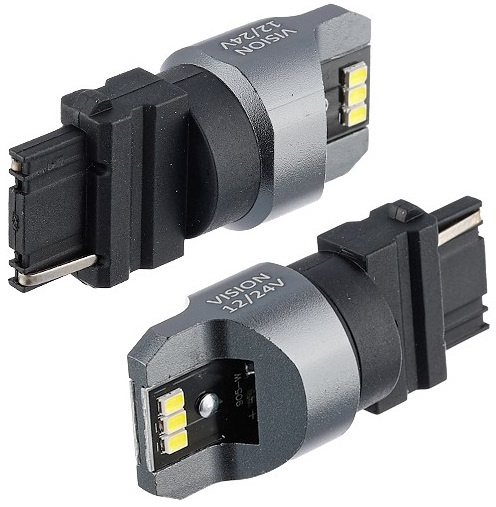 Set 2 Buc Led Vision T25 12V / 24V 6 SMD 3020 P27W Nepolar Canbus Alb 6500K 58338