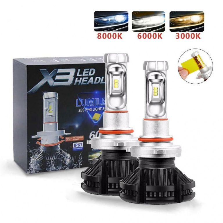 Set 2 Buc Led X3 HB4 9006 12V / 24V 50W 12000Lm Canbus Alb 6500K X3-HB4 477684