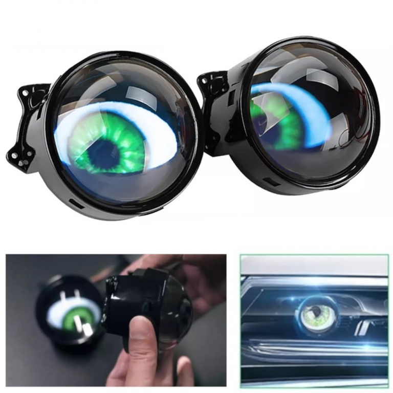 Set 2 Buc Lupe Devil Eyes Iluminare Personalizată Si Design Unic 3,15&quot; / 8cm Pentru Mașini Cu 2 Lentile Si Afișaj Led 3 inch, Compatibile Cu Diverse Modele Auto, Rezistente La Apă IP67 HAL289