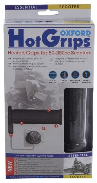Set 2 Buc Manere Ghidon Cu Incalzire Oxford HotGrips Essential Scooter Negru OF772