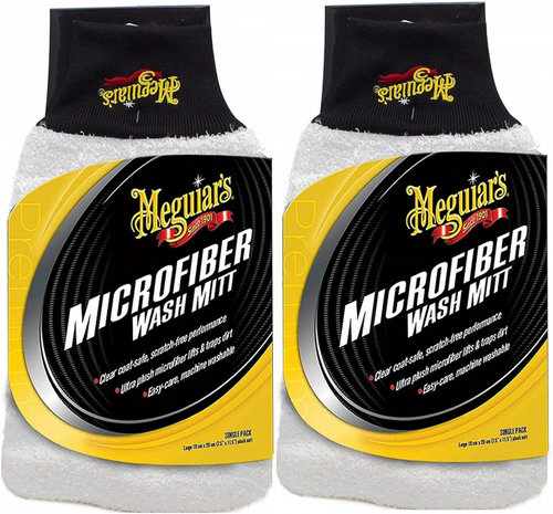 Set 2 Buc Meguiar's Microfiber Wash Mitt Manusa Microfibra Super Moale Spalat Auto Alb X3002EU
