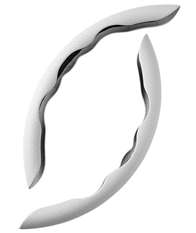 Set 2 Buc Ornamente Volan Husa Volan, Tip Carbon, Alb IN3303