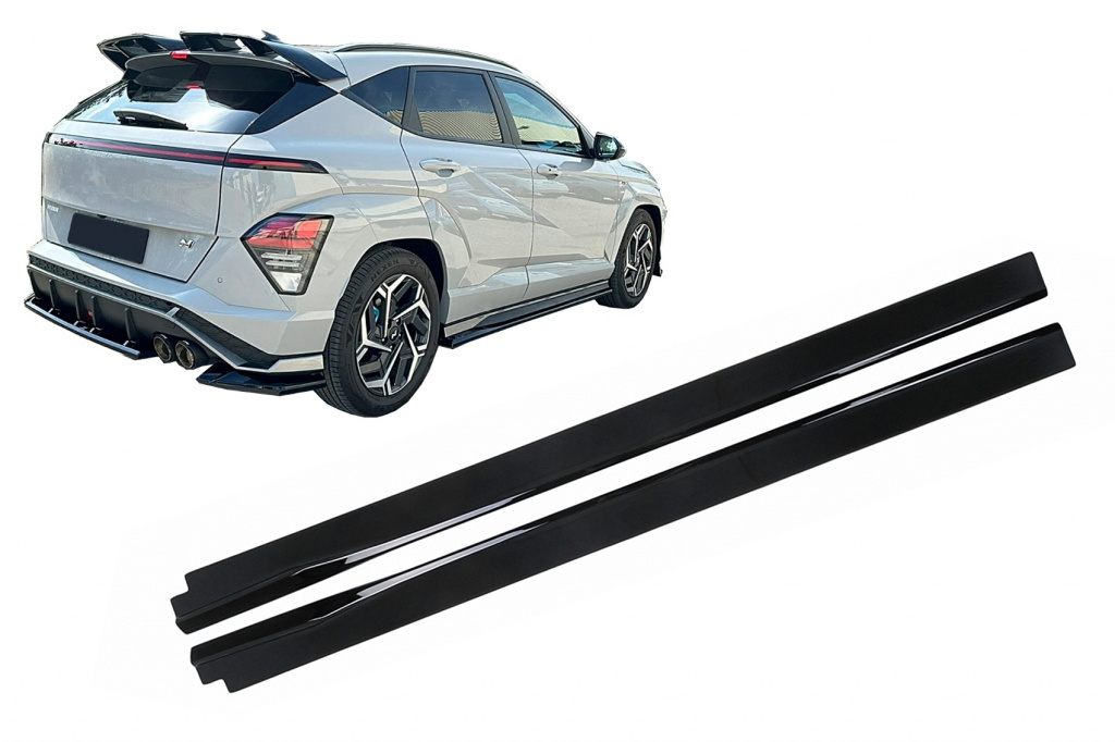 Set 2 Buc Prelungiri Extensii Praguri Laterale Compatibil Cu Hyundai Kona 2 2023→ N-Line Negru Lucios SSHYKMK2