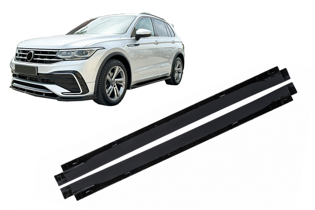 Set 2 Buc Prelungiri Extensii Praguri Laterale Compatibil Cu Volkswagen Tiguan 2 2020-2024 Facelift R/R Line Negru SSVWTIRL