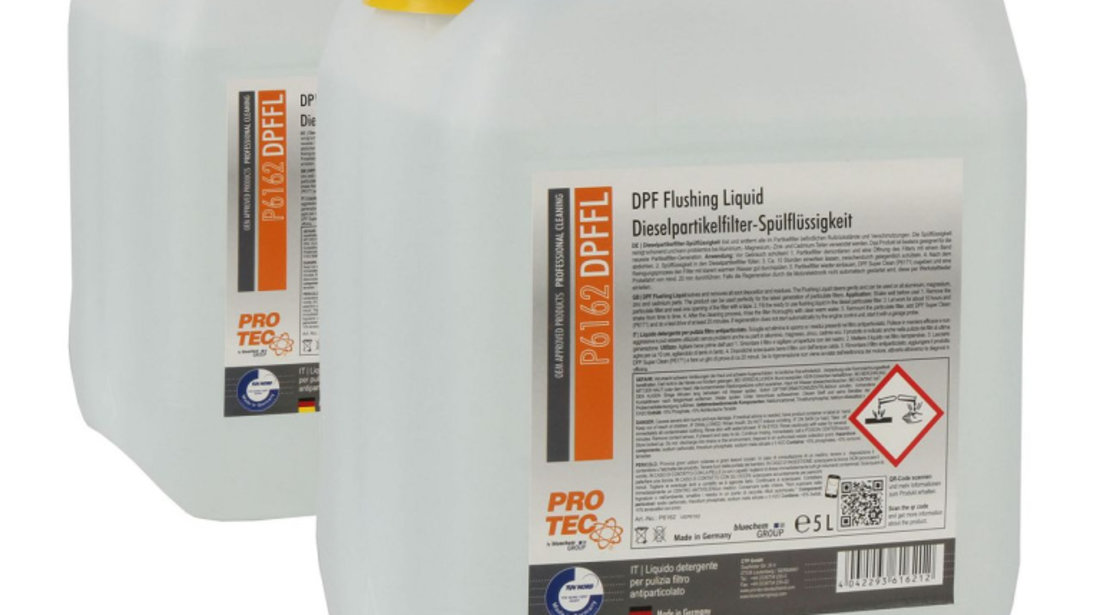 Set 2 Buc Pro Tec Dpf Flushing Liquid Solutie Curatare Filtru De Particule Auto 5L PRO6162