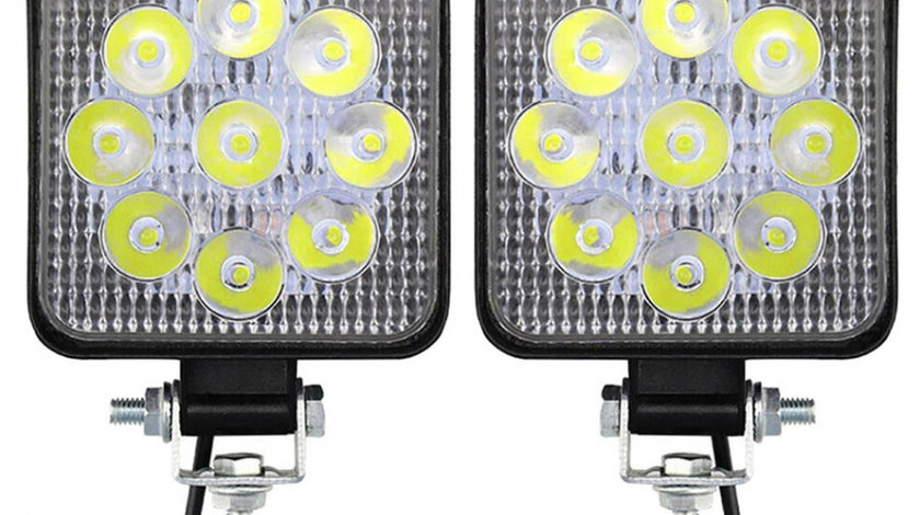 Set 2 Buc Proiector Led 27W 12/24V 6000K Patrat PL 028