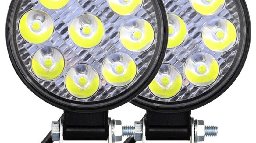 Set 2 Buc Proiector Led 27W 12/24V 6000K Rotund PL 027