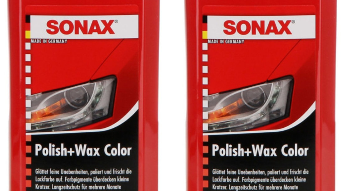 Set 2 Buc Sonax Polish &amp; Wax Colour NanoPro Polish &amp; Ceara Rosu 500ML 296400