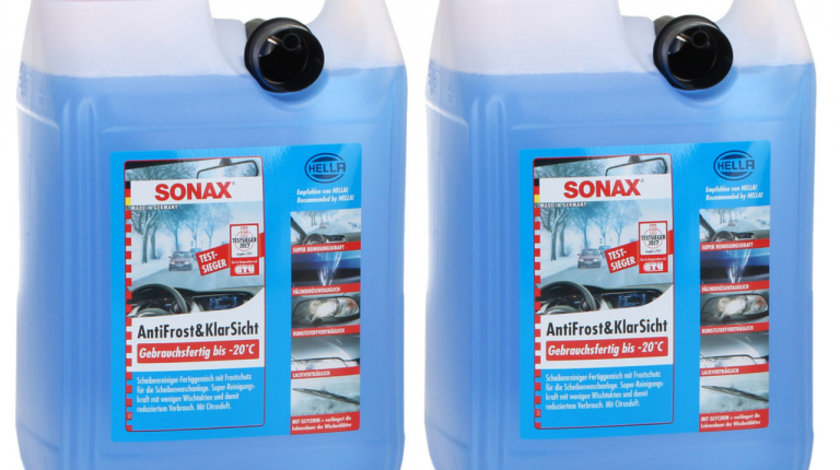 Set 2 Buc Sonax Solutie Parbriz Iarna Diluat -20°C 5L 332500