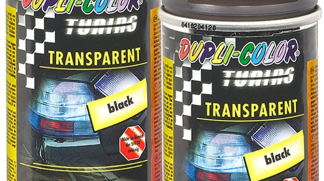 Set 2 Buc Spray Vopsea Dupli-Color Negru Transparent Stopuri Faruri 150ML 430213