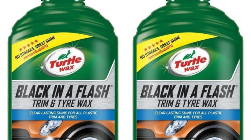 Set 2 Buc Turtle Wax Black In A Flash Solutie Dressing Luciu Plastic Exterior Si Anvelope 300ML FG52791