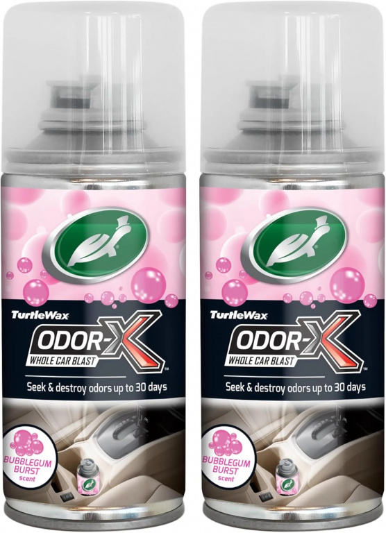 Set 2 Buc Turtle Wax Spray Curatat Aer Conditionat / Clima / AC Odorizant Interior Power Out Odor-X Whole Car Balast Bubblegum 100ML TW FG54115