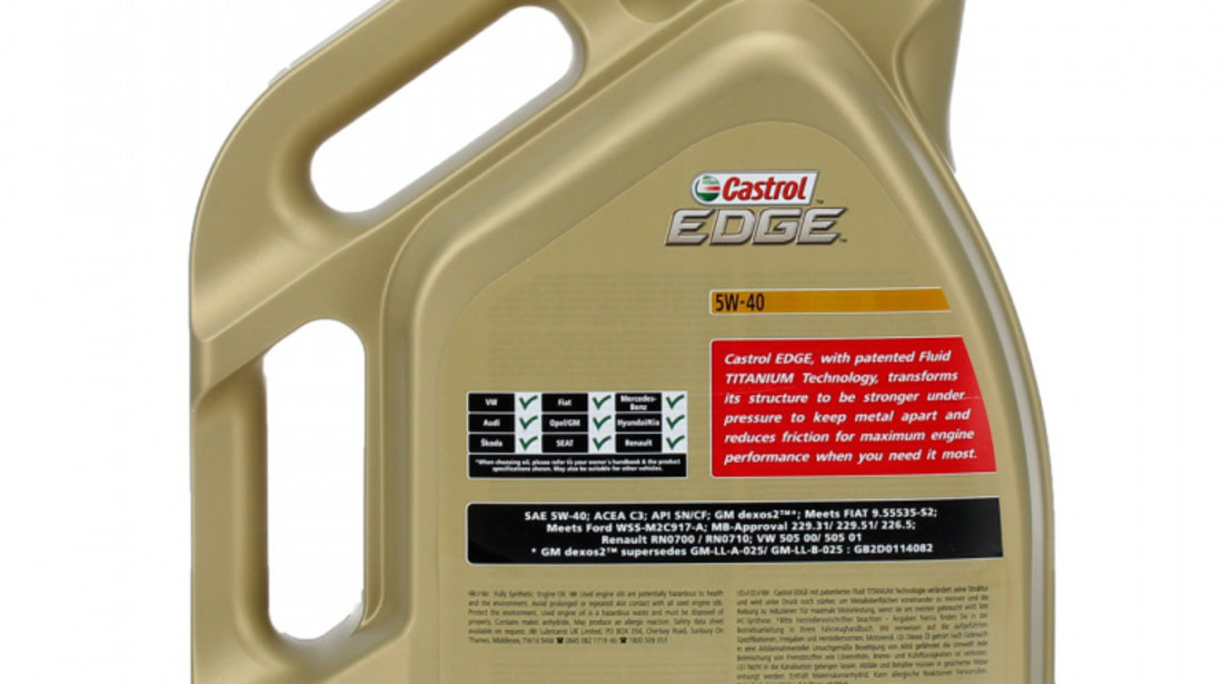 Set 2 Buc Ulei Motor Castrol Edge Titanium Fst 5W-40 5L